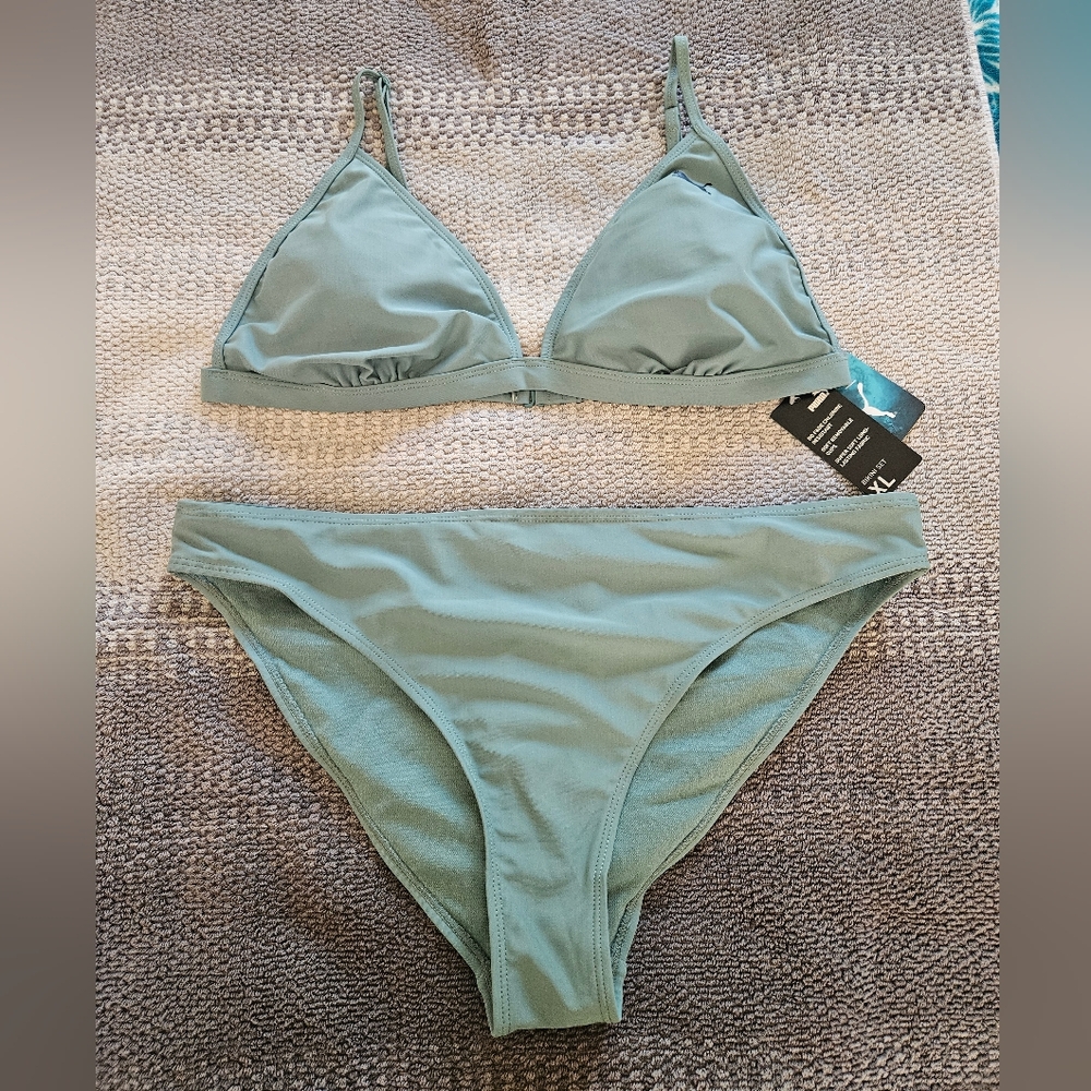 NWTS Puma Triangle Bikini Set in Sage Green XL